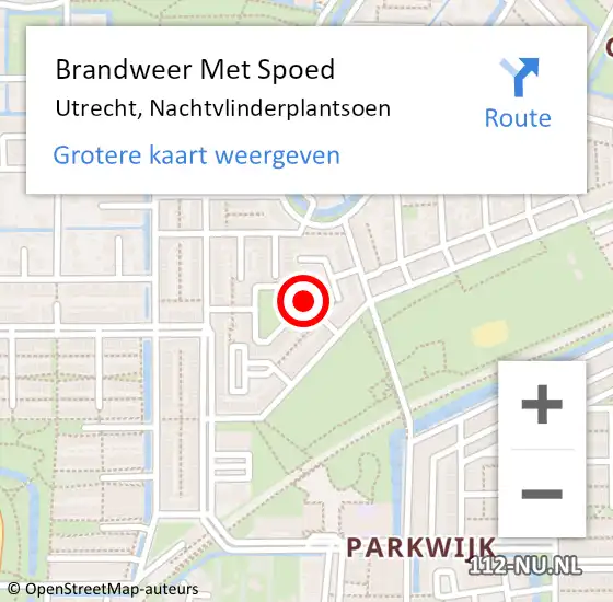 Locatie op kaart van de 112 melding: Brandweer Met Spoed Naar Utrecht, Nachtvlinderplantsoen op 19 december 2018 23:40