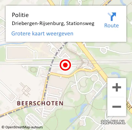 Locatie op kaart van de 112 melding: Politie Driebergen-Rijsenburg, Stationsweg op 20 december 2018 09:47