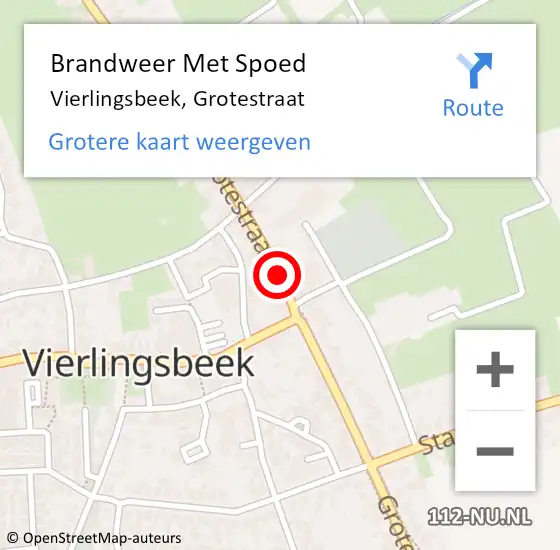 Locatie op kaart van de 112 melding: Brandweer Met Spoed Naar Vierlingsbeek, Grotestraat op 20 december 2018 10:36