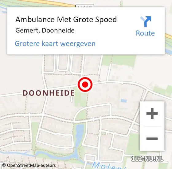 Locatie op kaart van de 112 melding: Ambulance Met Grote Spoed Naar Gemert, Doonheide op 20 december 2018 10:59