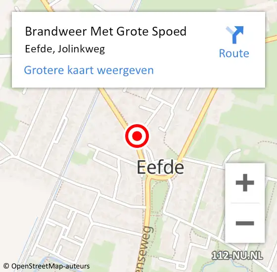 Locatie op kaart van de 112 melding: Brandweer Met Grote Spoed Naar Eefde, Jolinkweg op 20 december 2018 11:30