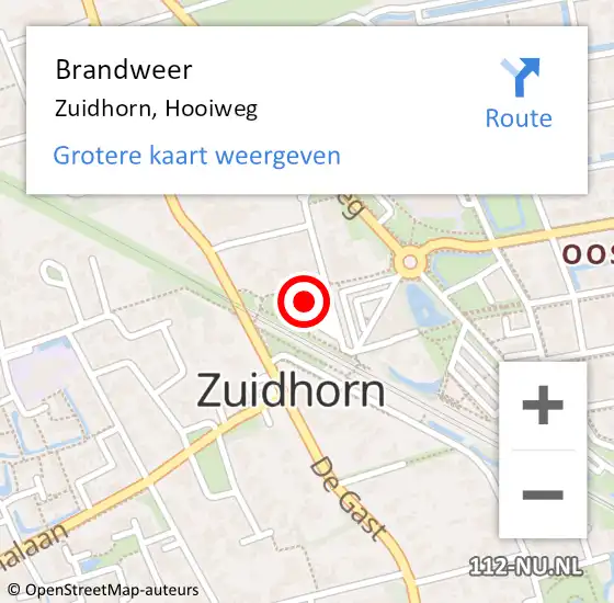 Locatie op kaart van de 112 melding: Brandweer Zuidhorn, Hooiweg op 20 december 2018 11:40