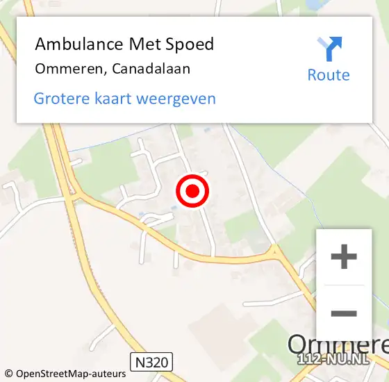 Locatie op kaart van de 112 melding: Ambulance Met Spoed Naar Ommeren, Canadalaan op 20 december 2018 12:13