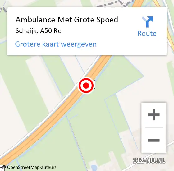 Locatie op kaart van de 112 melding: Ambulance Met Grote Spoed Naar Schaijk, A50 Re op 20 december 2018 12:26