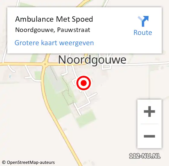 Locatie op kaart van de 112 melding: Ambulance Met Spoed Naar Noordgouwe, Pauwstraat op 20 december 2018 13:03