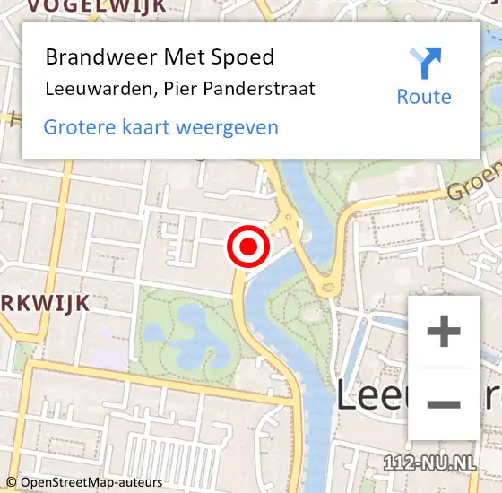 Locatie op kaart van de 112 melding: Brandweer Met Spoed Naar Leeuwarden, Pier Panderstraat op 25 september 2013 18:52