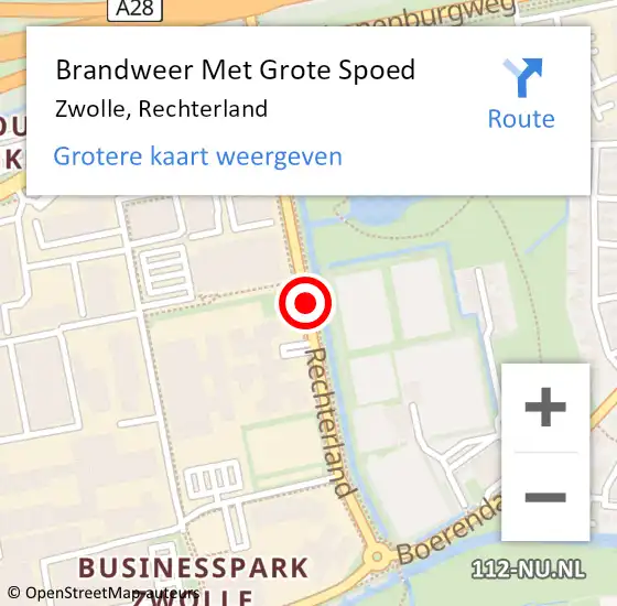 Locatie op kaart van de 112 melding: Brandweer Met Grote Spoed Naar Zwolle, Rechterland op 20 december 2018 16:02