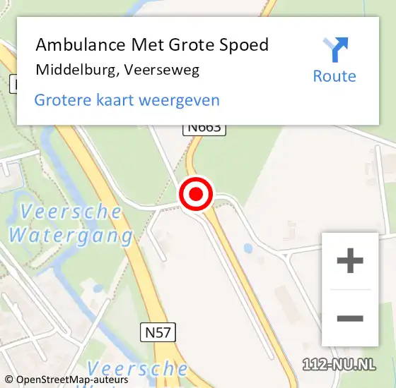 Locatie op kaart van de 112 melding: Ambulance Met Grote Spoed Naar Middelburg, Veerseweg op 20 december 2018 16:45