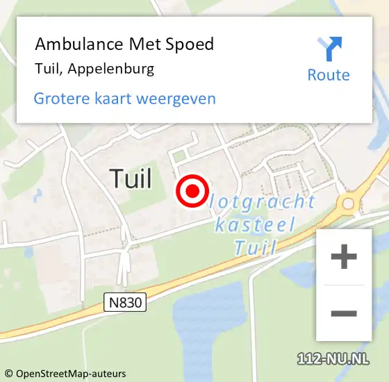 Locatie op kaart van de 112 melding: Ambulance Met Spoed Naar Tuil, Appelenburg op 20 december 2018 16:48