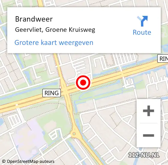 Locatie op kaart van de 112 melding: Brandweer Geervliet, Groene Kruisweg op 20 december 2018 17:53