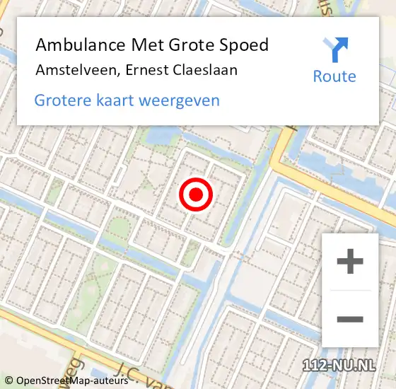 Locatie op kaart van de 112 melding: Ambulance Met Grote Spoed Naar Amstelveen, Ernest Claeslaan op 20 december 2018 19:02