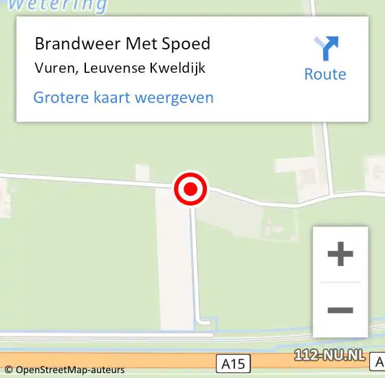 Locatie op kaart van de 112 melding: Brandweer Met Spoed Naar Vuren, Leuvense Kweldijk op 20 december 2018 20:14