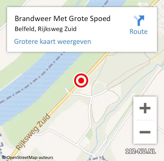 Locatie op kaart van de 112 melding: Brandweer Met Grote Spoed Naar Belfeld, Rijksweg Zuid op 20 december 2018 22:12