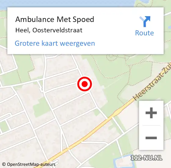 Locatie op kaart van de 112 melding: Ambulance Met Spoed Naar Heel, Oosterveldstraat op 20 december 2018 22:17