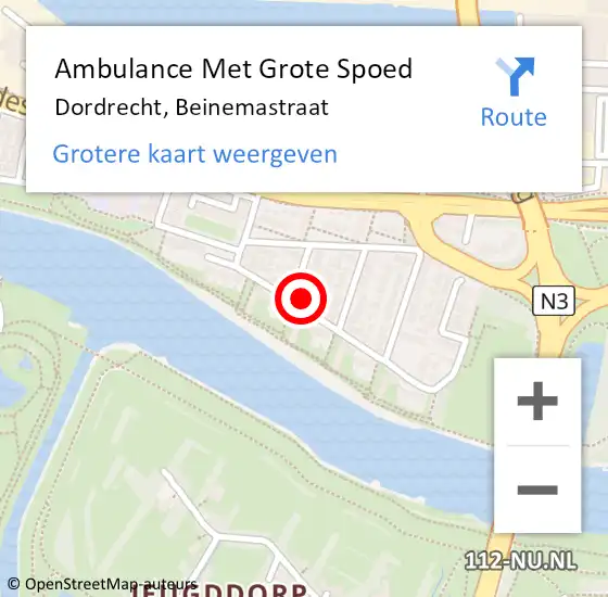 Locatie op kaart van de 112 melding: Ambulance Met Grote Spoed Naar Dordrecht, Beekmanstraat op 20 december 2018 23:14