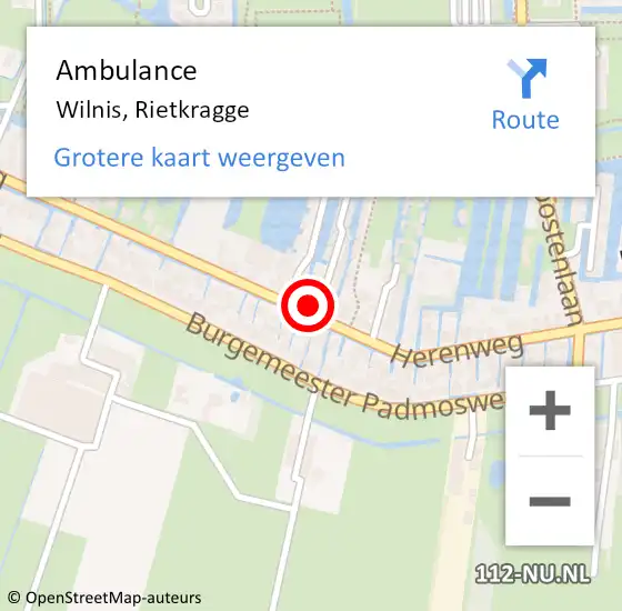 Locatie op kaart van de 112 melding: Ambulance Wilnis, Rietkragge op 18 maart 2014 10:11