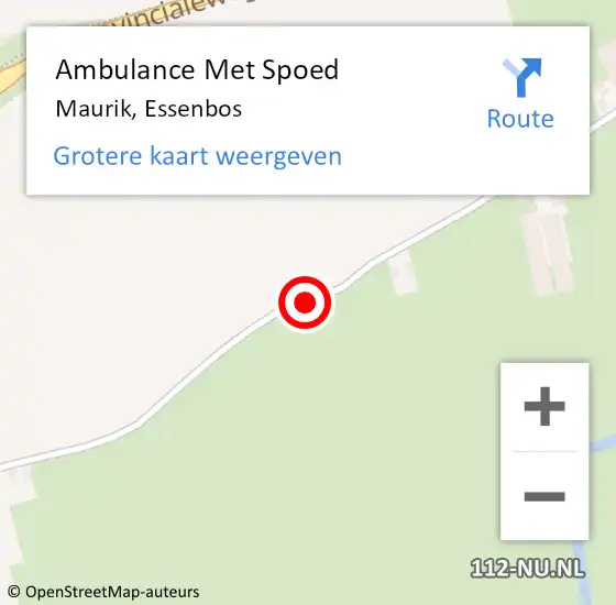 Locatie op kaart van de 112 melding: Ambulance Met Spoed Naar Maurik, Essenbos op 21 december 2018 00:12