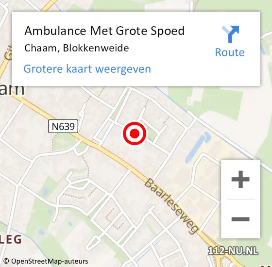 Locatie op kaart van de 112 melding: Ambulance Met Grote Spoed Naar Chaam, Blokkenweide op 21 december 2018 00:19