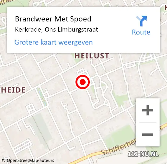 Locatie op kaart van de 112 melding: Brandweer Met Spoed Naar Kerkrade, Ons Limburgstraat op 21 december 2018 04:08