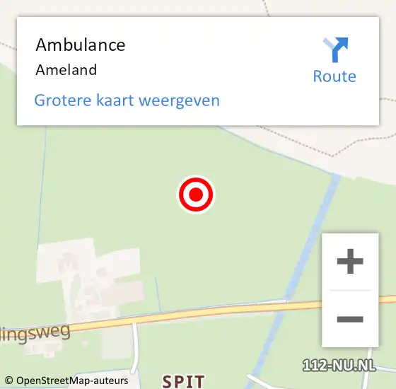 Locatie op kaart van de 112 melding: Ambulance Ameland op 21 december 2018 05:48