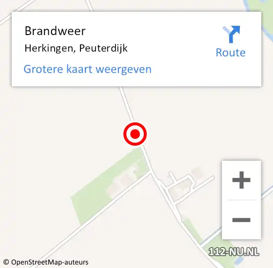 Locatie op kaart van de 112 melding: Brandweer Herkingen, Peuterdijk op 21 december 2018 06:37