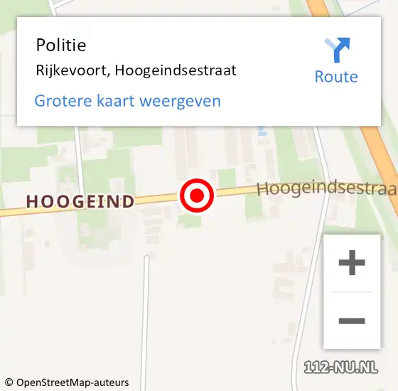 Locatie op kaart van de 112 melding: Politie Rijkevoort, Hoogeindsestraat op 21 december 2018 07:17