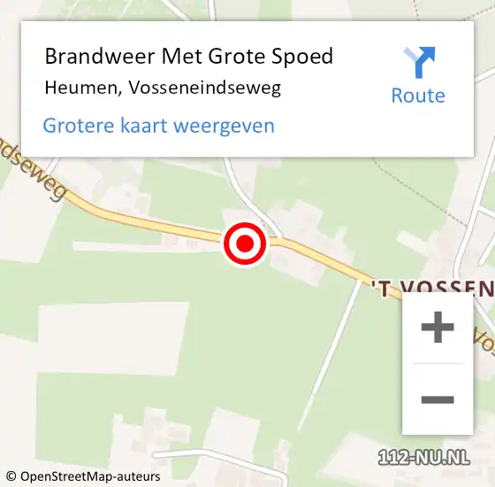 Locatie op kaart van de 112 melding: Brandweer Met Grote Spoed Naar Heumen, Vosseneindseweg op 21 december 2018 09:03