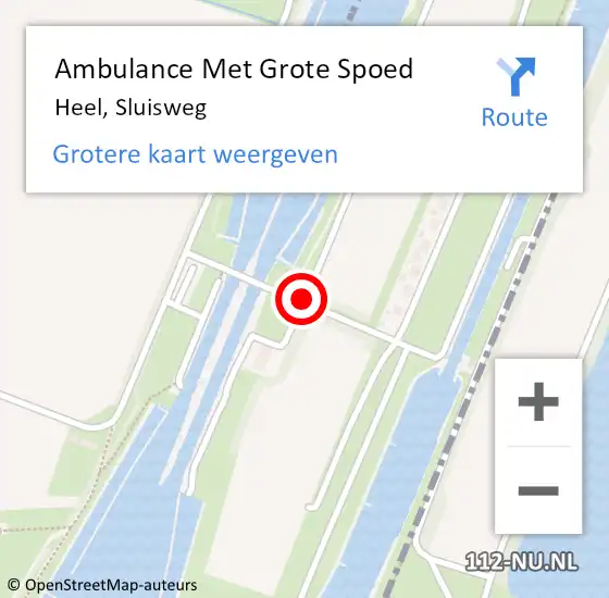 Locatie op kaart van de 112 melding: Ambulance Met Grote Spoed Naar Heel, Sluisweg op 21 december 2018 09:06