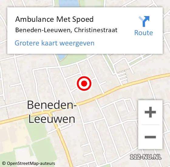 Locatie op kaart van de 112 melding: Ambulance Met Spoed Naar Beneden-Leeuwen, Christinestraat op 21 december 2018 09:20