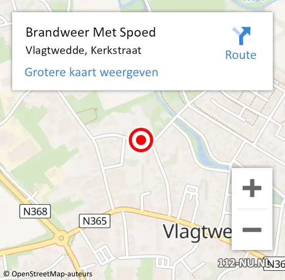 Locatie op kaart van de 112 melding: Brandweer Met Spoed Naar Vlagtwedde, Kerkstraat op 21 december 2018 09:30