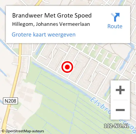 Locatie op kaart van de 112 melding: Brandweer Met Grote Spoed Naar Hillegom, Johannes Vermeerlaan op 7 september 2013 14:11