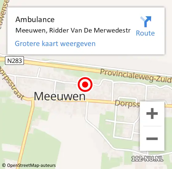 Locatie op kaart van de 112 melding: Ambulance Meeuwen, Ridder Van De Merwedestr op 21 december 2018 09:54