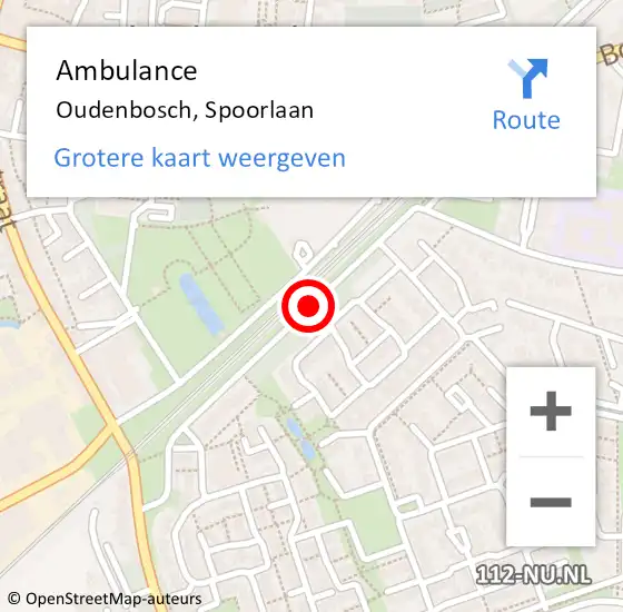 Locatie op kaart van de 112 melding: Ambulance Oudenbosch, Spoorlaan op 21 december 2018 10:22