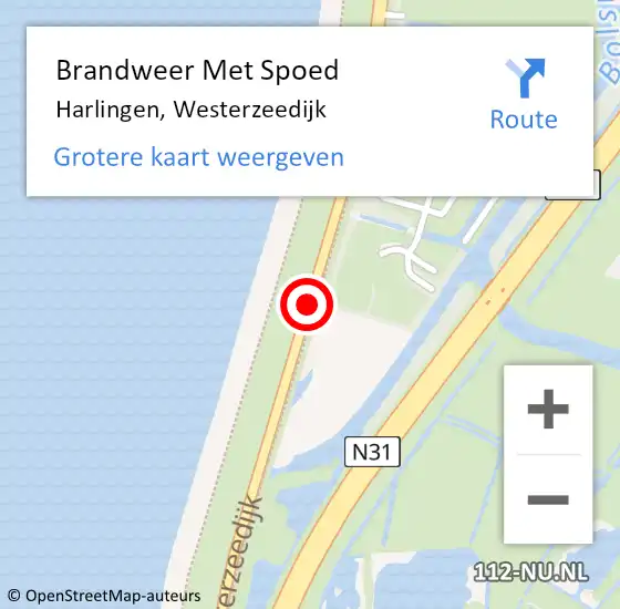 Locatie op kaart van de 112 melding: Brandweer Met Spoed Naar Harlingen, Westerzeedijk op 21 december 2018 12:31