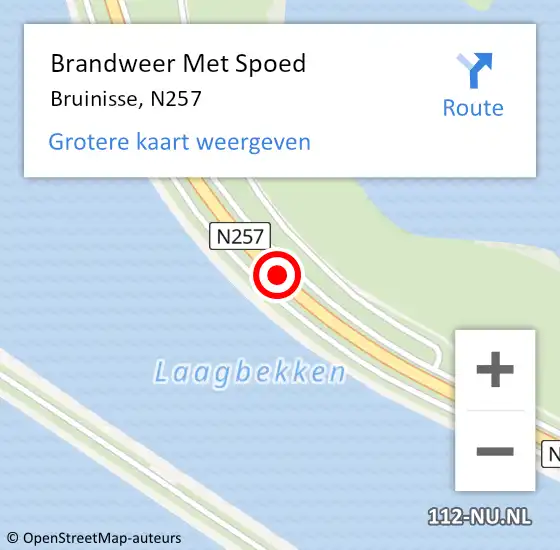 Locatie op kaart van de 112 melding: Brandweer Met Spoed Naar Bruinisse, N257 op 21 december 2018 13:15