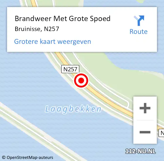 Locatie op kaart van de 112 melding: Brandweer Met Grote Spoed Naar Bruinisse, N257 op 21 december 2018 13:22