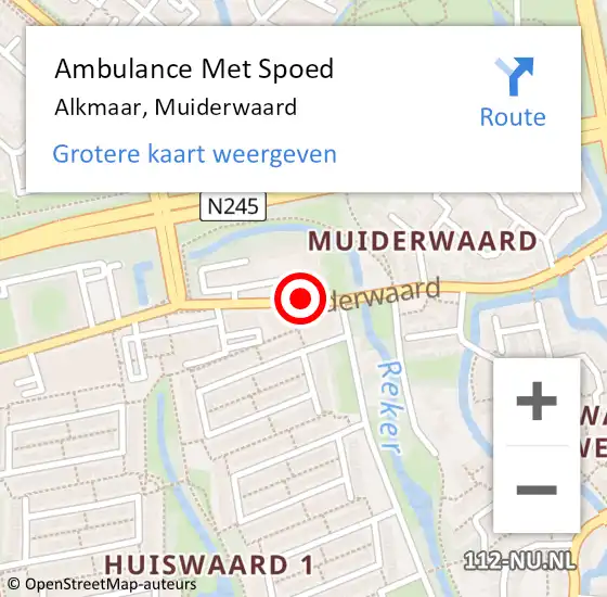 Locatie op kaart van de 112 melding: Ambulance Met Spoed Naar Alkmaar, Muiderwaard op 21 december 2018 13:42