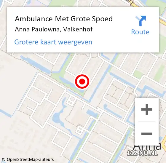 Locatie op kaart van de 112 melding: Ambulance Met Grote Spoed Naar Anna Paulowna, Valkenhof op 21 december 2018 13:48