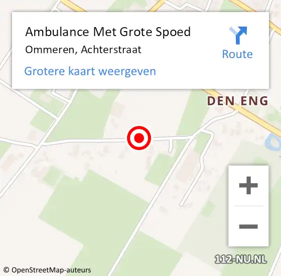 Locatie op kaart van de 112 melding: Ambulance Met Grote Spoed Naar Ommeren, Achterstraat op 21 december 2018 14:36