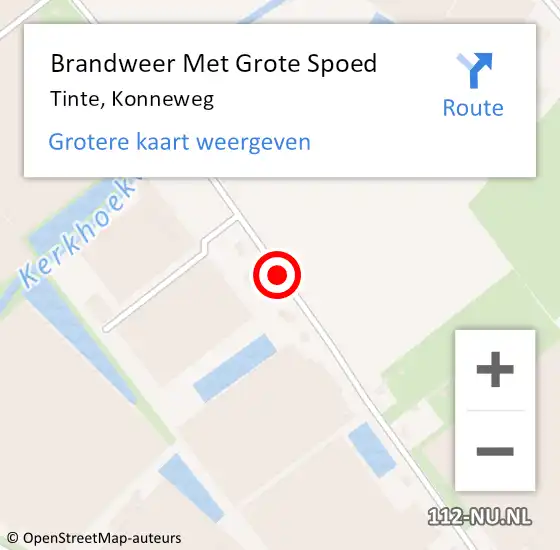 Locatie op kaart van de 112 melding: Brandweer Met Grote Spoed Naar Tinte, Konneweg op 21 december 2018 14:51