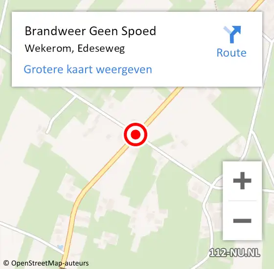 Locatie op kaart van de 112 melding: Brandweer Geen Spoed Naar Wekerom, Edeseweg op 21 december 2018 14:53