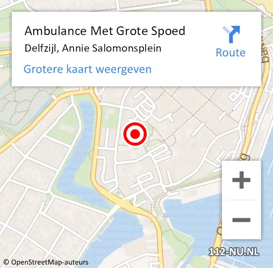 Locatie op kaart van de 112 melding: Ambulance Met Grote Spoed Naar Delfzijl, Annie Salomonsplein op 21 december 2018 15:06