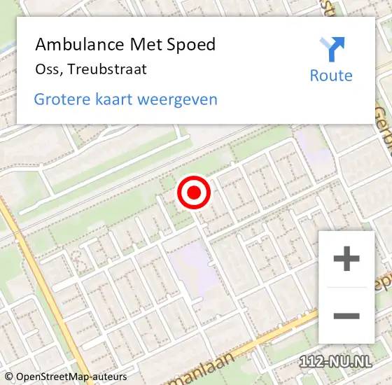 Locatie op kaart van de 112 melding: Ambulance Met Spoed Naar Oss, Treubstraat op 25 september 2013 19:03