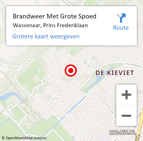 Locatie op kaart van de 112 melding: Brandweer Met Grote Spoed Naar Wassenaar, Prins Frederiklaan op 21 december 2018 15:27