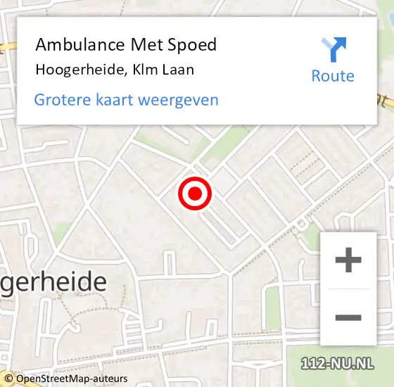 Locatie op kaart van de 112 melding: Ambulance Met Spoed Naar Hoogerheide, Klm Laan op 21 december 2018 16:06
