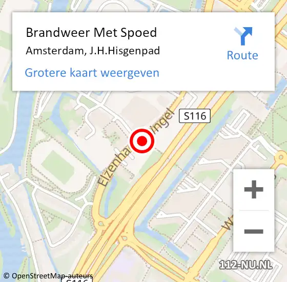 Locatie op kaart van de 112 melding: Brandweer Met Spoed Naar Amsterdam, J.H.Hisgenpad op 21 december 2018 16:06