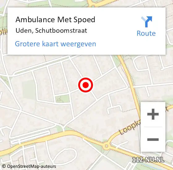 Locatie op kaart van de 112 melding: Ambulance Met Spoed Naar Uden, Schutveldstraat op 21 december 2018 16:39