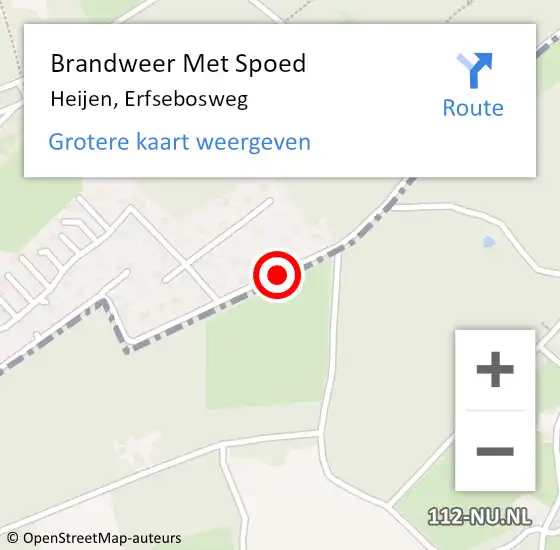 Locatie op kaart van de 112 melding: Brandweer Met Spoed Naar Heijen, Erfsebosweg op 21 december 2018 17:30