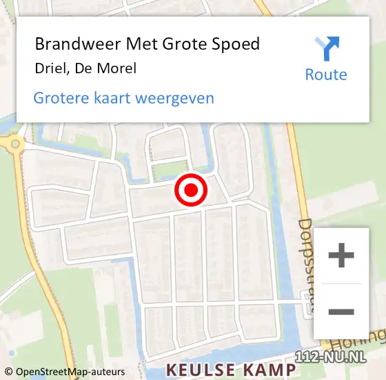 Locatie op kaart van de 112 melding: Brandweer Met Grote Spoed Naar Driel, De Morel op 21 december 2018 17:33