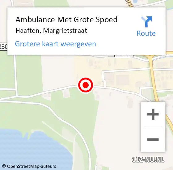 Locatie op kaart van de 112 melding: Ambulance Met Grote Spoed Naar Haaften, Margrietstraat op 21 december 2018 17:39